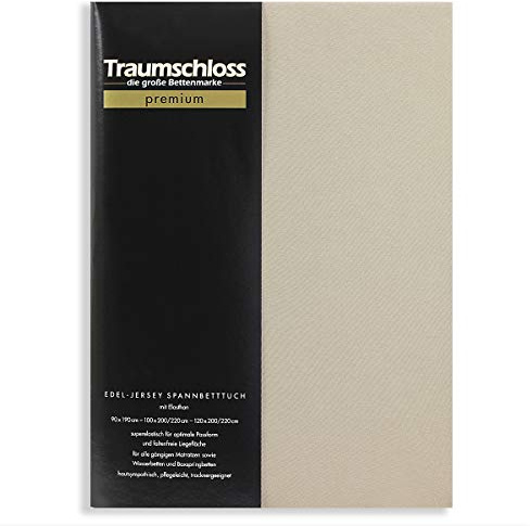 Traumschloss Spannbetttuch »Premium« Mako Baumwolle mit Elasthan | Edel-Jersey | samtweich & angenehm zur Haut | Kiesel | 140-160x200-220cm