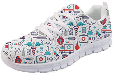 Showudesigns Damen Laufschuhe Atmungsaktiv Turnschuhe Krankenschwester Schnürer Sportschuhe Sneaker