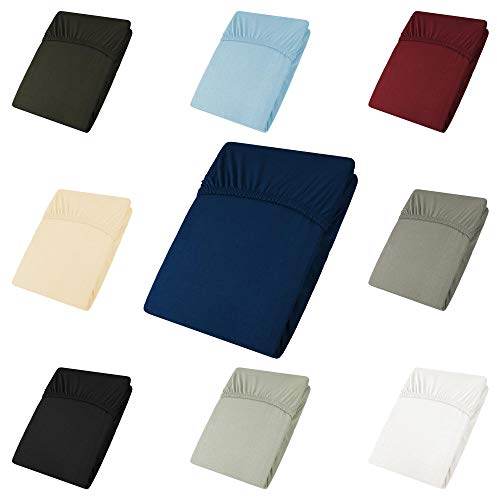 CelinaTex Active Spannbettlaken 180x200-200x200 cm dunkel blau Baumwolle Bettlaken Jersey Laken
