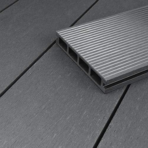 HORI Kuba WPC Terrassendielen Komplettset, Hohlkammer inkl. Unterkonstruktion & Clips, wetterfest, pflegeleicht & UV-beständig Fläche: 80 m² - 320 cm Dielenlänge - Anthrazit