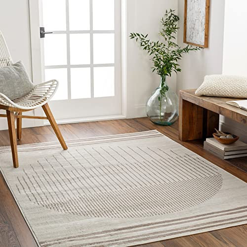 Surya Nairobi Teppich Wohnzimmer Boho, großer Teppich Schlafzimmer 200x274 cm - Teppich für Esszimmer mit geometrischem Muster, Skandinavischer Wohnzimmerteppich modern in Creme und Braun
