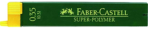 Faber-Castell Super-Polymer Pencil Lead, Lead Diameter 0.35 mm, HB, Yellow, Ink Colour: Black (Pack of 12)aa