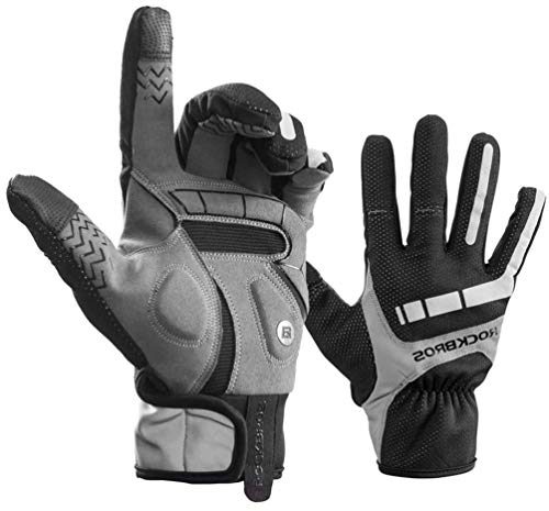 ROCKBROS Fahrradhandschuhe für Herren & Damen,Winterhandschuhe mit Polarfleece, Touchscreen & Reflektierende, Handschuhe für Rennrad, Trekking, Laufen & Outdoor, Größe M