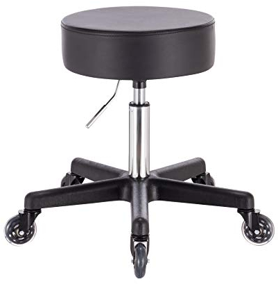 1stuff® Profi Rollhocker Drehhocker Squash 35 mit Skaterrollen -Sitzhöhe ca. 53-71cm - Arzthocker Arbeitshocker Bürohocker Praxishocker Friseurhocker (schwarz)