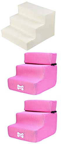Yowablo Haustiertreppe,3 Stufen Haustier Treppe Hundetreppe Katzentreppe Haustiertreppe Plüsch Step Haustier Treppe Haustiertreppe für Hunde Katzen Hundetreppe (Falte Größe:30 * 35 * 30cm,1H)