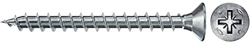 fischer PowerFast II CZF 3,5 x 16, Spanplattenschraube (200 Stk.) mit Vollgewinde, Senkkopfschraube mit Kreuzschlitz, Schraube für Holzverarbeitung, reduziert Einschraubwiderstand & Einschraubzeit