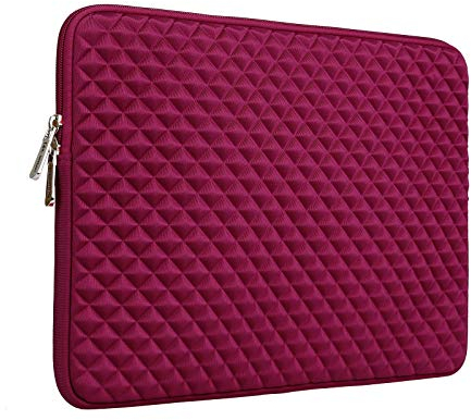 RAINYEAR 15.6 Inch Laptop Sleeve Diamond Foam Shock Resistant Padded Case Fluffy Lining Protective Zipper Cover Carrying Bag Compatible with 15.6 Notebook Computer Tablet Chromebook(Red)