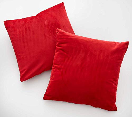 Gardinenbox 2er Set Sofakissen mit Füllung »Milano« HxB 45x45 cm Rot Dekokissen mit Komfort-Samt-Bezug und Reißverschluß mit Füllkissen Extra Weich Couchkissen, 203572-2