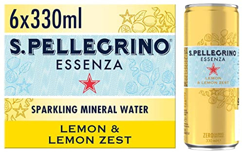 San Pellegrino Essenza Sparkling Water Lightly Flavoured Lemon & Lemon Zest Cans 6x330ml