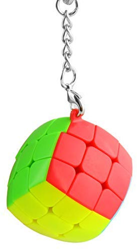 Larcele 2 Stücke Mini 3x3x3 Magischer Würfel Schlüsselbund Ohne Aufkleber Kreativ Taschen Würfel Schlüsselring YSMF-02 (Modell 1121)