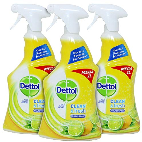 Dettol Clean and Fresh Sparkling Lemon and Lime Burst, Multi Purpose Cleaner, 33.8 Ounce (Pack of 3)
