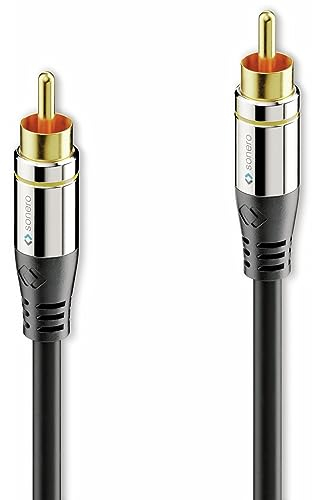 sonero® Premium 1,50m de Cable Cinch, 1x Enchufe Cinch a 1x Enchufe Cinch, Apto para Amplificador, subwoofer, Beamer, Receptor AV, Negro