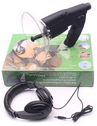 Hmpet Parabolantenne Richtmikrofon, Klangverstärker Monokulares X8-faches Fernhören, Teleskop zum Abhören von Vögeln, Bush Walking, Jagd, Angeln, Camping-Werkzeuge,Tf Card