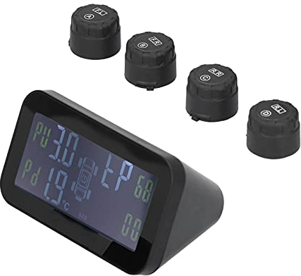 Drahtloses Reifendruckkontrollsystem mit LCD-Display - Solar- und USB-Ladung für Automobile