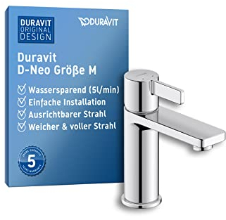 Duravit D-Neo Waschtischarmatur, Größe M (Auslauf Höhe 110 mm). Wasserhahn Bad in Chrom