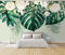 QEETapete Papier Peint Panoramique Plantes Tropicales Feuilles Vertes Fleurs Papier Peint Nature Intissé Murale Chambre Salon,350x250cm