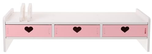 Homoyoyo Supporto per monitor con alzata per schermo, supporto per computer portatile, ripiano per aumentare la capacità di stampante, rosa, bianco