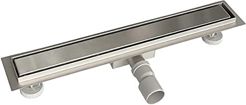 Acezanble Duschrinne 40cm Edelstahl Edelstahl, Siphon mit Geruchsstop und Haarsieb Duschablauf, Doppelseitige Ablaufrinne sehr Flach, Bodenablauf für Badezimmer, Komplettset mit Bodenbefestigung