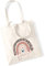 Jutebeutel bedruckt mit Namen & rosa Regenbogen LEO-Print |Stofftasche Baumwolle inkl. Namensaufdruck für Mädchen | Personalisierter Kinderbeutel Tragetasche für Krippe, Kindergarten, Schule natur