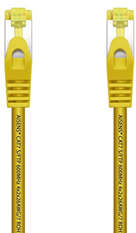 AISENS Cable De Red Latiguillo RJ45 LSZH Cat.7 600 MHz S/FTP PIMF AWG26. Amarillo. 25 cm