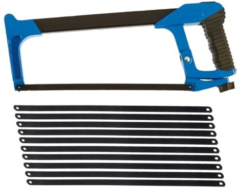 Large Hacksaw Set 12 300mm Heavy Duty Metal Steel Hand Saw Cut Blades 11pc (Hacksaw + Blades)