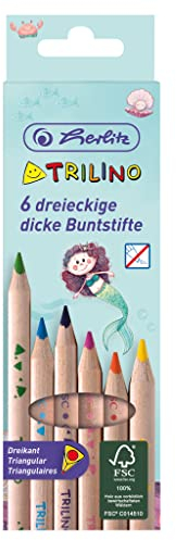 herlitz Dreikantbuntstifte Trilino Meerjungfrau 6er aus FSC Holz in Hängeschachtel