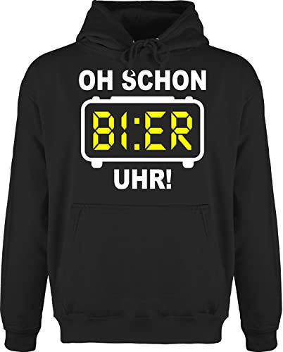 Shirtracer Hoodie Herren Pullover Männer - Party & Alkohol - Oh Schon Bier Uhr! Weiß - 4XL - Schwarz - Sauf Uhr Pulli Alki pullis Saufen jh001 saufgeschenk Hoodies Trink sprüche Winter männer,Alkohol