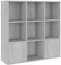 vidaXL Bücherschrank, Bücherregal mit viel Stauraum, Büroschrank für Schlafzimmer Wohnzimmer Büro, Aktenschrank Schrank Raumteiler, Grau Sonoma