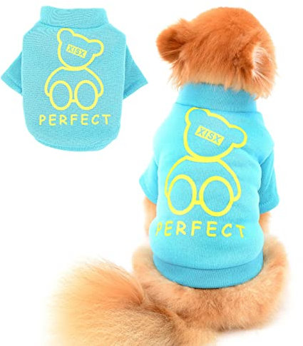 PAIDEFUL Pigiama per Cani di Taglia Piccola Media Maglioni Foderato in Pile Camicie Cappotto Caldo Pullover Invernale Cucciolo Chihuahua Abbigliamento per Gatti Clima Freddo Autunno Blu XXL