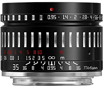 TTArtisan 35mm F0.95 APS-C Manueller Fokus Kameraobjektiv, super große Blende, Retro-Stil, leichtes Kameraobjektiv für Fuji X Mount
