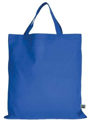 TEXXILLA 10er | 100er | 250er Pack Fairtrade Baumwolltasche - 14 Farben | mit Zwei kurzen Henkeln | 38x42cm | Jutebeutel | Einkaufstasche | unbedruckt, Farbe:Royalblau, Menge:100