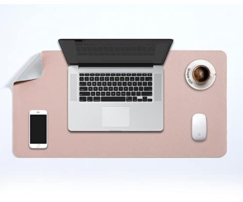 DOBAOJIA Sottomano da Ufficio, Tappetino da Tavolo, Tappetino Tastiera e Mouse, Tappetino PC Scrivania, per Casa/Ufficio, Uso Doppio Lato Simipelle PU Impermeabile 70 x 35 cm (Rosa/Argento)