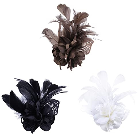 LICHENGTAI Broche en Forme de Fleurs, Broche Broche Broche Fleur Broche D’Plume en Strass Élégante Broche Ornée Exquise Femmes Broche Forme Fleur Fastueux Accessoire de Vêtement Broche en Alliage