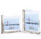 RLAVBL 2er Set Vintage-Weiß Bilderrahmen 20x25 cm, Doppelseitiger Glasbilderrahmen mit L-förmigem MDF-Sockel, für die Tischplatte