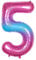 Ponmoo 40 Zoll Foil Luftballon Zahl 5 Rosa-Blau (101cm), Aufblasbares Helium oder Luft, Riesige Folienballons Nummer 0-100, Große Ballones für Hochzeitstag und Geburtstag Party Dekoration