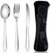 Cutlery Set with Portable Pouch Case Stainless Steel Flatware Camping Utensil Set with Neoprene Bag Travel Picnic Office School Lunch Box Outdoor