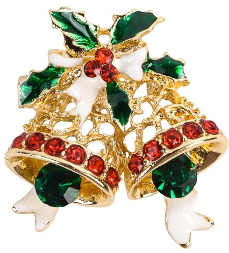 Minicoco Weihnachten Brosche Pin 1 Pack Elegante Weihnachten Brosche Pin Strass Kristall Weihnachten Pin für Weihnachten Dekoration Party Dekoration Ornamente Geschenke, 3x3 cm, Metall