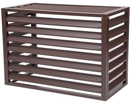 Klimaanlagenabdeckung,Klimaanlagen Abdeckung aus Aluminium,Klimaanlage Zaun Bildschirm Blumenregal Fensterläden,Wohnungsaußenwand-Klimaanlagengestell,Mit Befestigungsschrauben ( Color : Brown , Size :