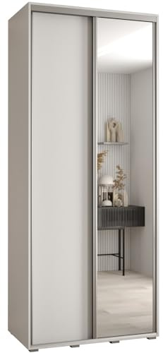 Kleiderschrank mit Spiegel Davos 3 Garderobenschrank - Schrank Schlafzimmer - Mehrzweckschrank 2 Schiebetüren - Regalen - Flur Möbel - Kleiderstange Schrank - Allzweckschrank - closet - Gaderobe