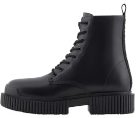 Armani Exchange Women's Eddie, chunky sole, back logo lettering Ankle Boot, Black, 38