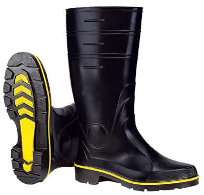 Scheibler Gummistiefel Herren - Arbeits-Stiefel Herren wasserdicht - Regenstiefel aus Nitril - Rain Boots Men mit rutschfester Sohle und Kälteschutz - Gummi-Stiefeletten Herren - schwarz