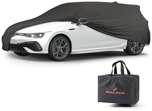 Walser Abdeckung Auto Indoor Stretch, Autoabdeckung, staubdichte Autogarage, Autoplane Winter, Autogarage Winter, Abdeckung für Auto, Abdeckplane Kombi Größe 4 schwarz