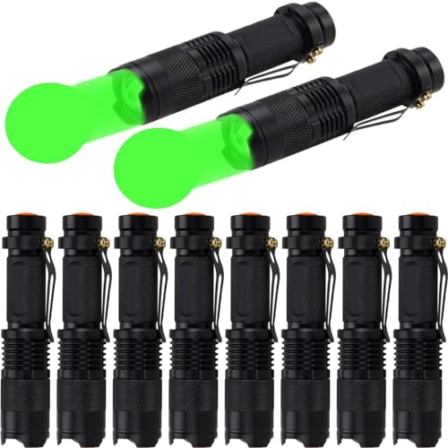 MODOAO LED-Taschenlampe mit grünem Licht, zoombar, wasserdicht, verstellbarer Fokus, 3 Modi, Licht für Camping, Nachtangeln, Jagd, Wandern, Astronomie, Notfall und tägliches Tragen (schwarze Schale),