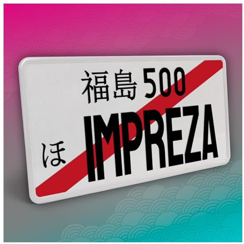 Finest Folia Japanisches Kennzeichen JDM Nummernschild 30,5x15,5cm Japan Tuning für Auto Dekor Plate Autokennzeichen Aluminium Metall Wunschtext (Impreza, Schwarz, mit Streifen)
