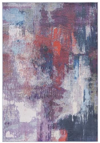 Mazovia Modern Teppich - Abstraktes Vintage Designer Teppich - Waschbar rutschfest Kurzflor - Weich Teppich für Wohnzimmer - Fußbodenheizung geeignet - Bunt 120 x 170 cm
