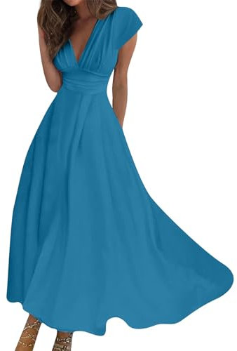 Robe Longue Bohème Femme Hiver Coton Plage Pas Cher Centre Grande Taille Blanche Chemisier Tencel Décontractée Bleu Ciel XL