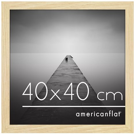 Americanflat Cornice 40x40 cm Rovere Naturale - Cornice Quadrata in Legno Multistrato con Vetro Resistente agli Urti e Ganci Integrati - Cornice Foto da Appendere in Verticale o Orizzontale