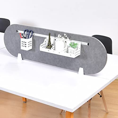Graue Bürotrennwand für Schreibtisch, Sichtschutz und akustische Trennwand mit Schlitz, Absperrplatte zur Tischmontage – Holz und Leder, Prallplatte für Klassenzimmer (Farbe: 2er-Pack, Größe: B x H