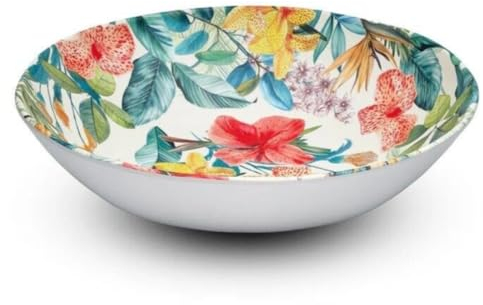 Insalatiera Centrotavola Fruttiera Con Stampa Floreale Multicolore In Melamina Mod. Garden Touch-Mel Emporio Zani dim.31 cm