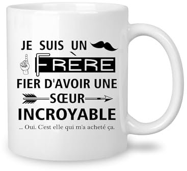 Yufansd Tasse à Café Drôle - Cadeau d'anniversaire pour Frère et Sœur - Mug Céramique Longue Distance Noël 350 ml